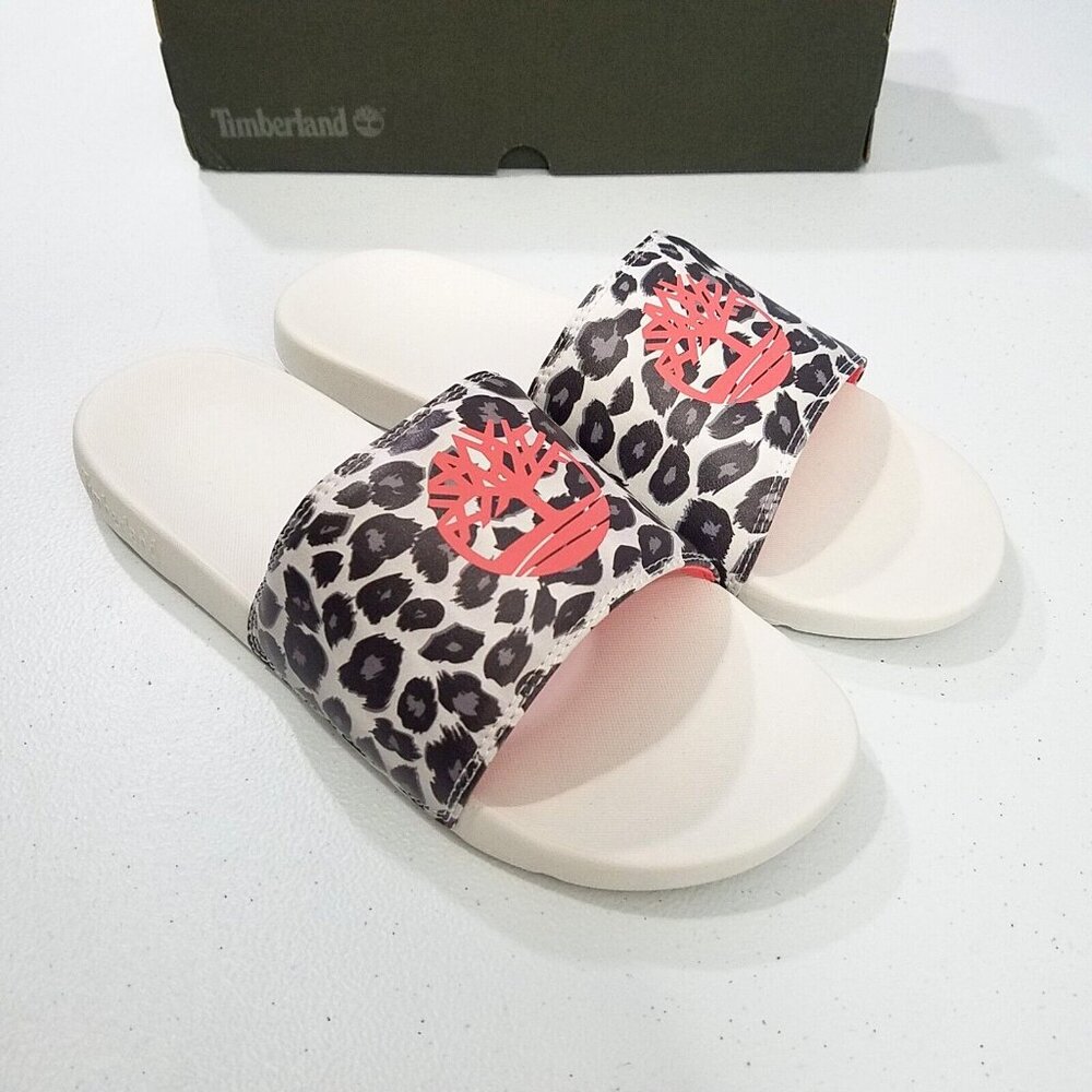 Timberland Playa Sands Slide Sandals Womens Size 11 Cheetah Print